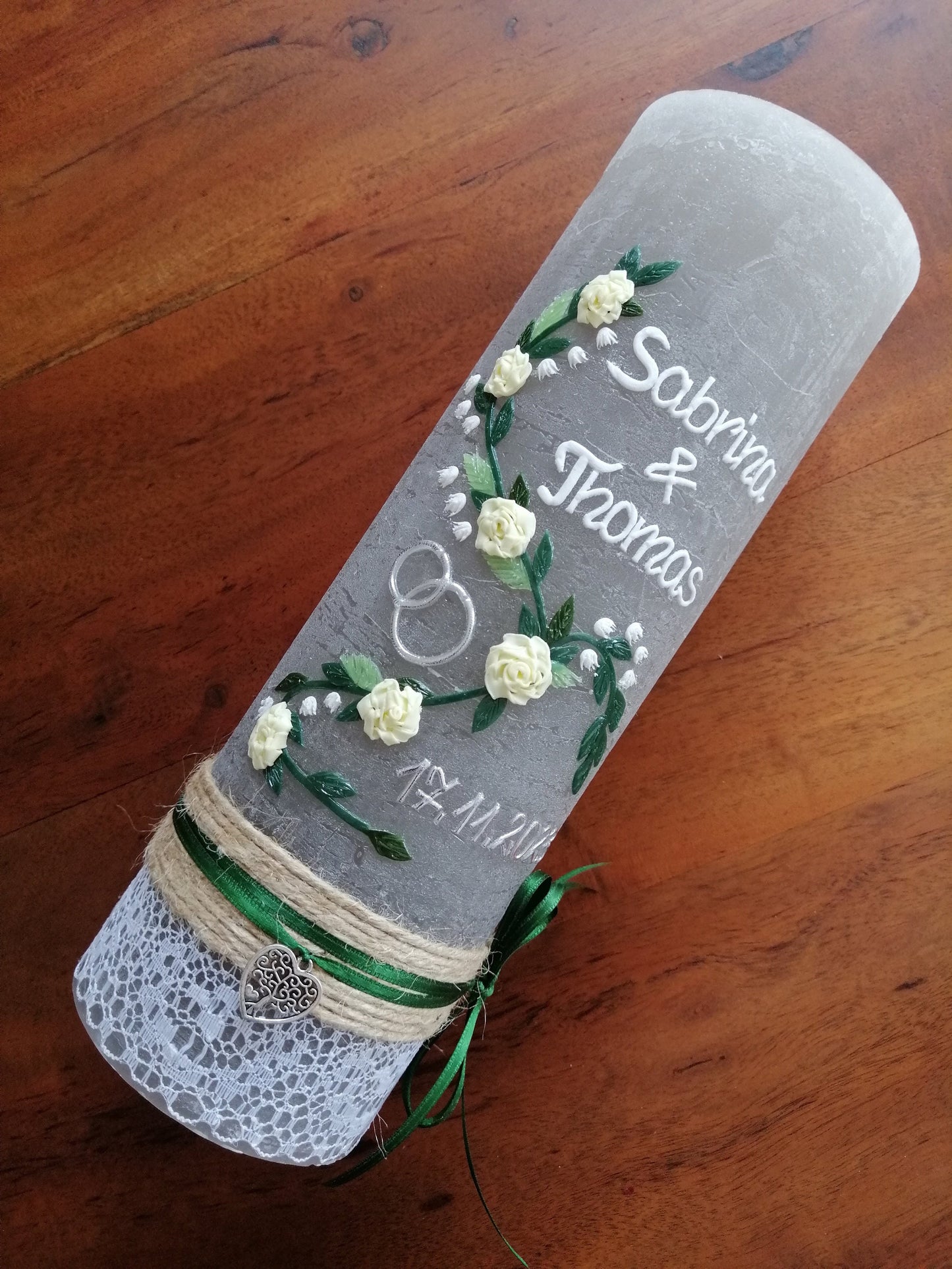 Hochzeitskerze Rustikal Rustica, Vintage-Look, Shabby, Hochzeitkerze, Brautkerze, inkl Wachsbeschriftung