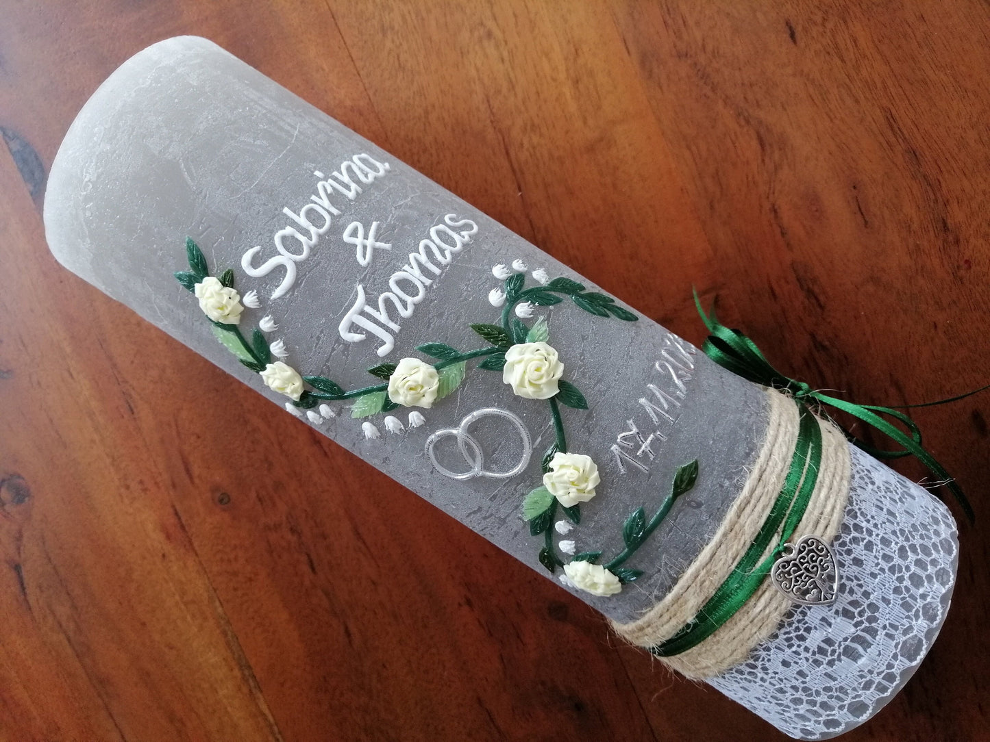 Hochzeitskerze Rustikal Rustica, Vintage-Look, Shabby, Hochzeitkerze, Brautkerze, inkl Wachsbeschriftung