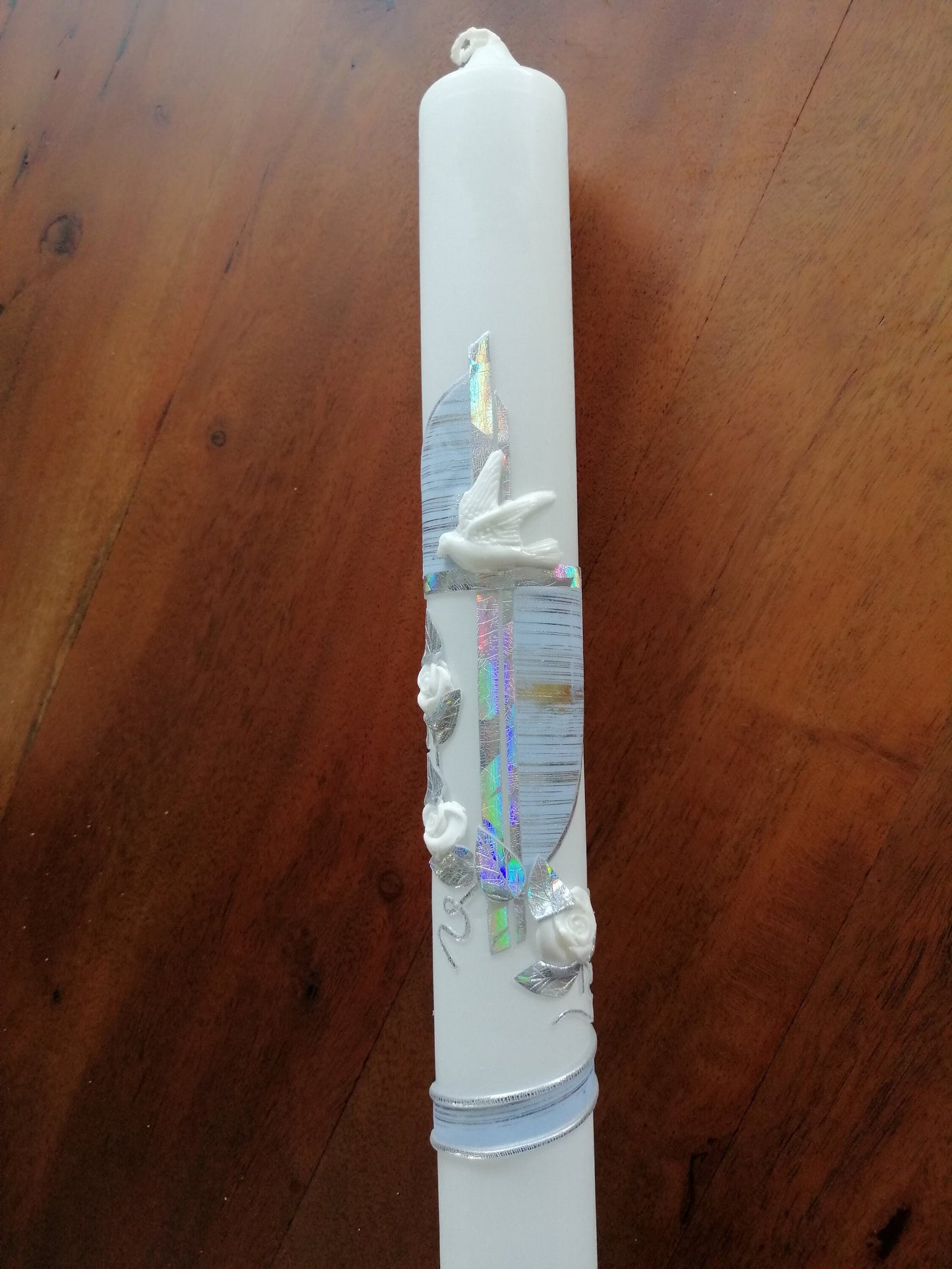 Kommunionkerze, Taufkerze Jungen (inkl. Beschriftung + Aufbewahrungskarton)