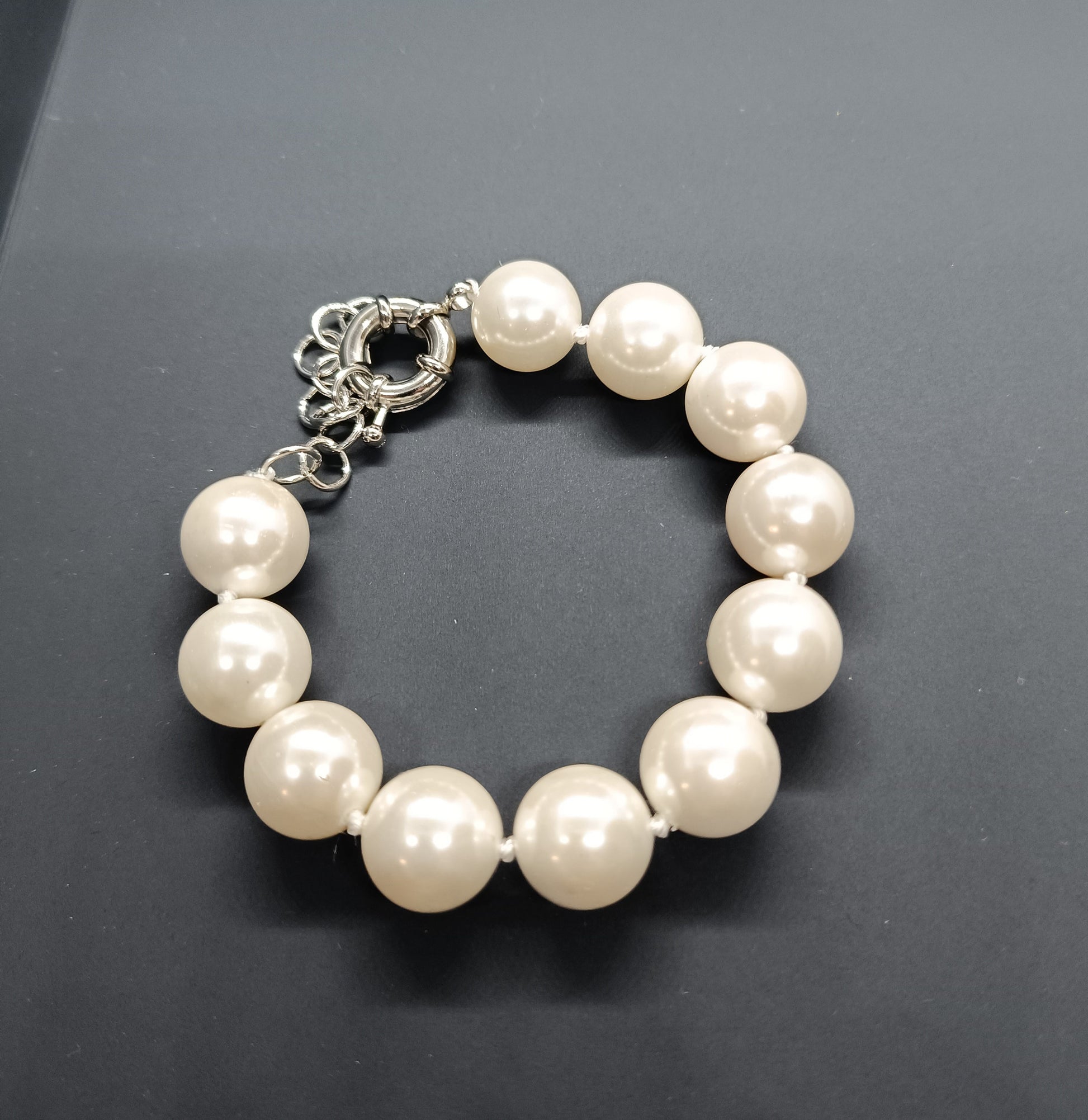 Armband aus Mallorca-Perlen 14mm, SEASHELL Pearl, Geschenk Schmuck, Taufe, Kommunion, Hochzeit