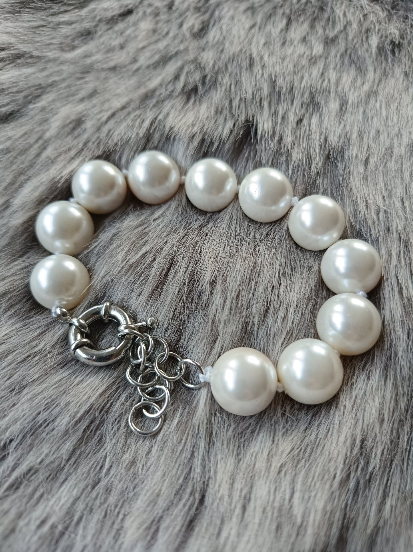 Armband aus Mallorca-Perlen 14mm, SEASHELL Pearl, Geschenk Schmuck, Taufe, Kommunion, Hochzeit
