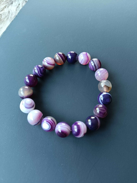 Armband Amethyst 10 mm, Schmuck, Geschenk, Taufe, Kommunion, Hochzeit