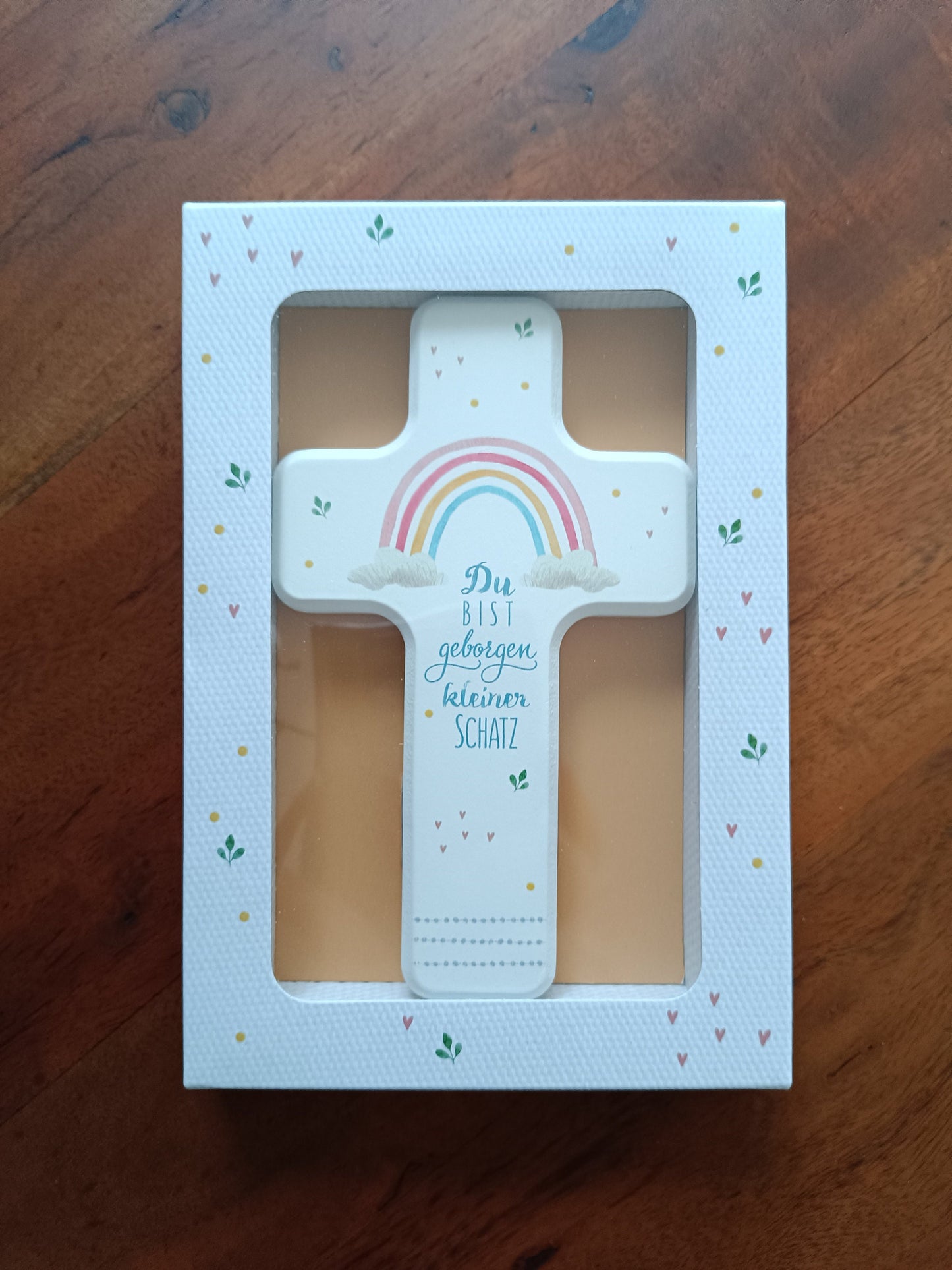 Kinderholzkreuz, Kreuz Holz, Taufe Geschenke - Du bist geborgen Kleiner SCHATZ