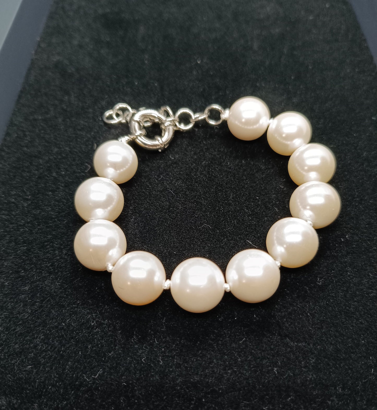 Armband aus Mallorca-Perlen 14mm, SEASHELL Pearl, Geschenk Schmuck, Taufe, Kommunion, Hochzeit