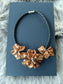 Muschelkette mit 3 kupferfarbene Blüten am Riemen Geschenk Schmuck, Taufe, Kommunion, Hochzeit