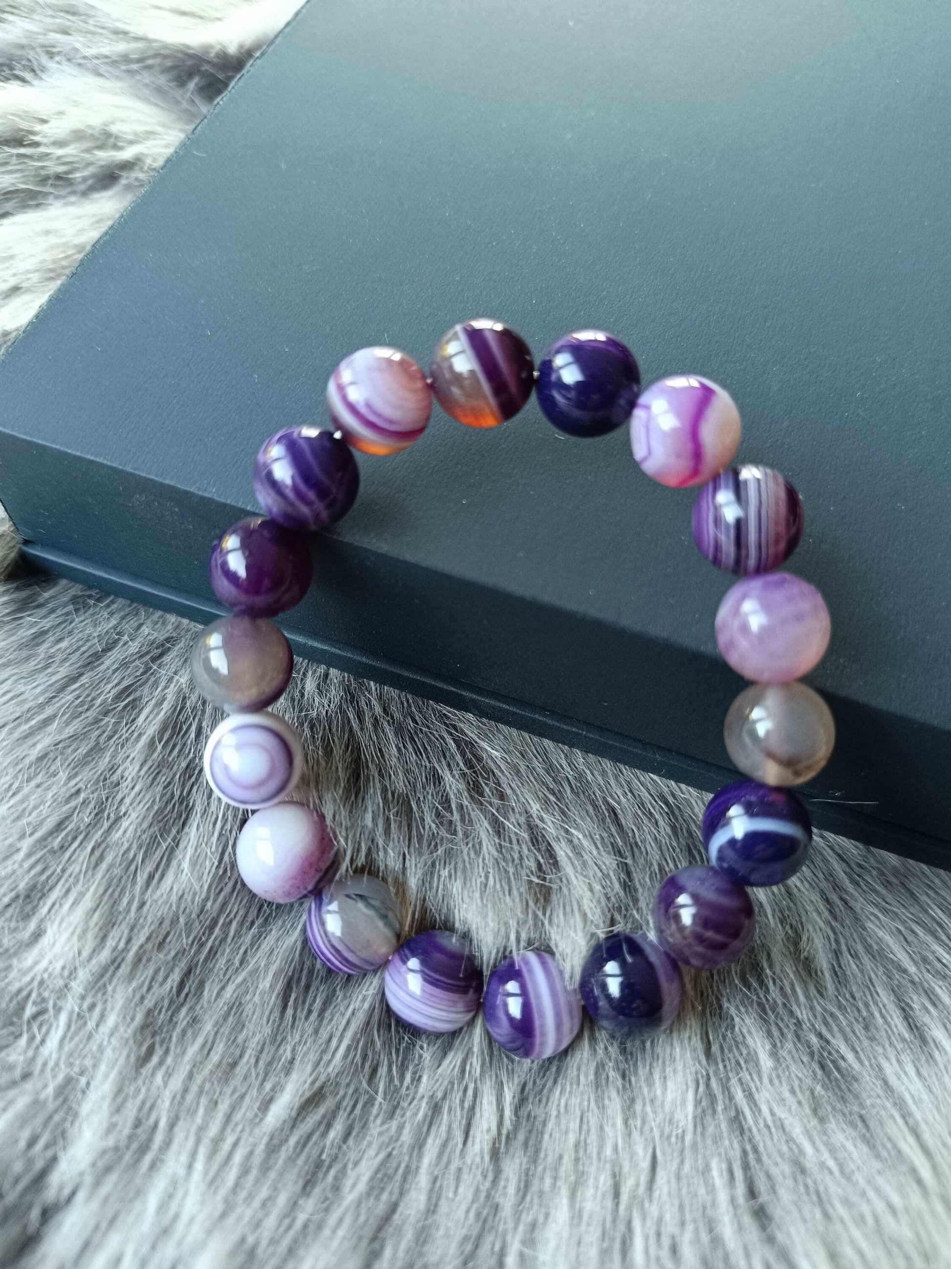 Armband Amethyst 10 mm, Schmuck, Geschenk, Taufe, Kommunion, Hochzeit