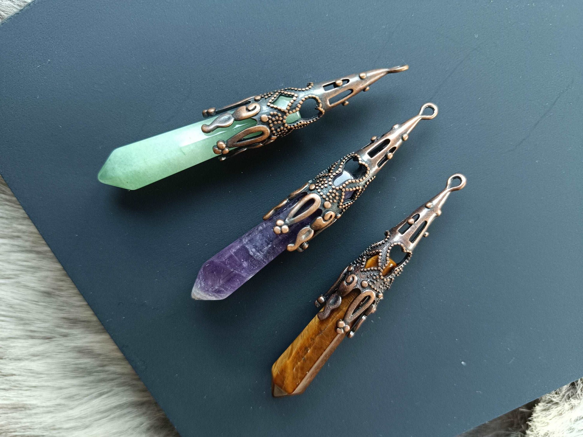 Anhänger Tiegerauge, Amethyst, Jade, Schmuck, Geschenk, Taufe, Kommunion, Hochzeit