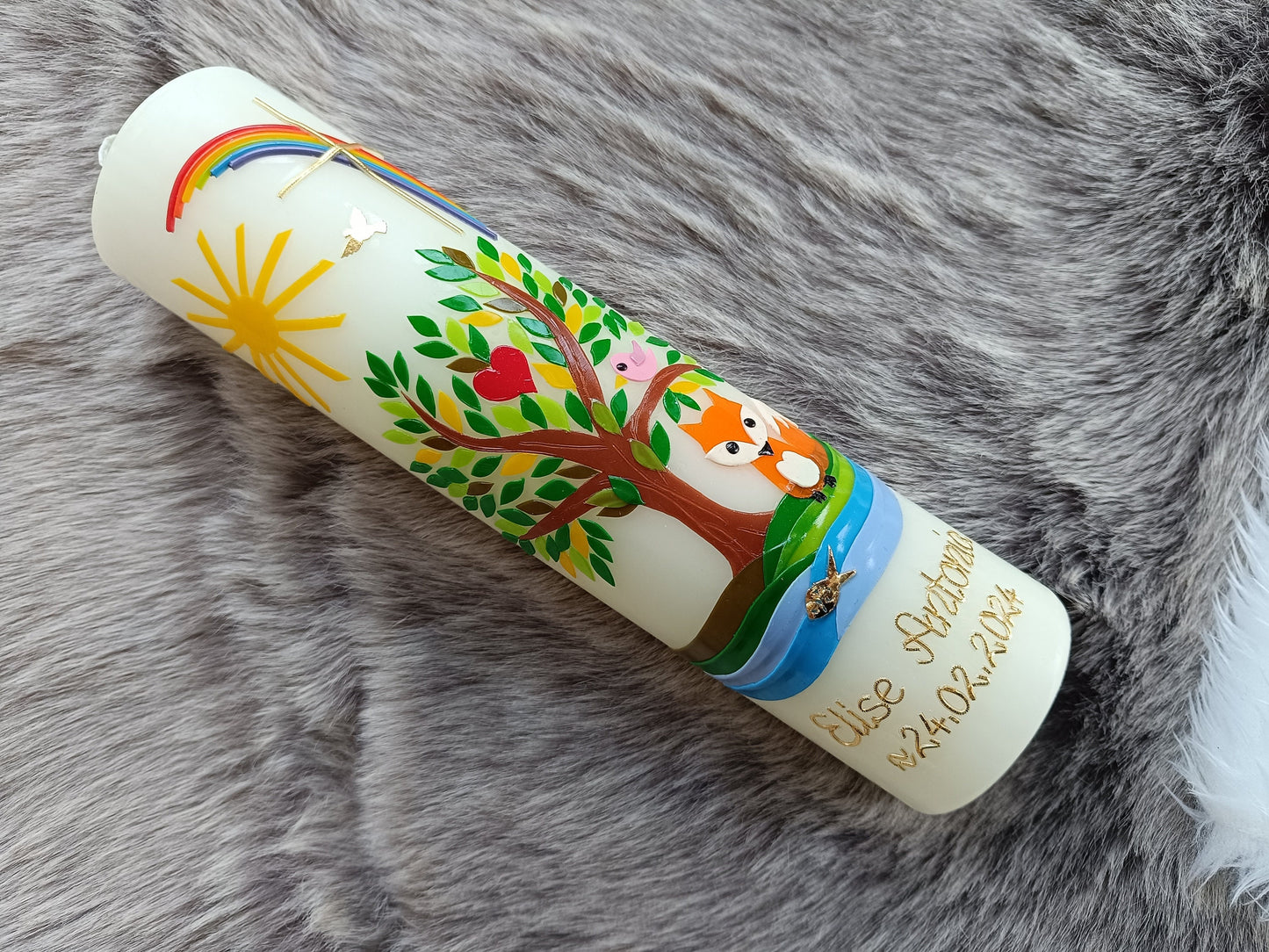 Taufkerze Lebensbaum Fuchs, Taufkerze Mädchen, Taufkerze Junge, Taufkerze Lebensbaum, Taufkerze Fuchs