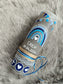 Taufkerze Rustica Vintage-Look Shabby Rustikal, Regenbogen Kreuz Herz Fisch Jungen, Kerzenteller