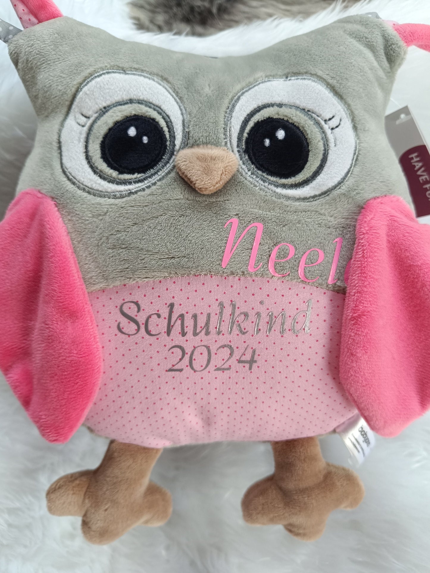 Schulkind, Kuscheltier Baby EULE SOFIA, personalisiert mit Namen