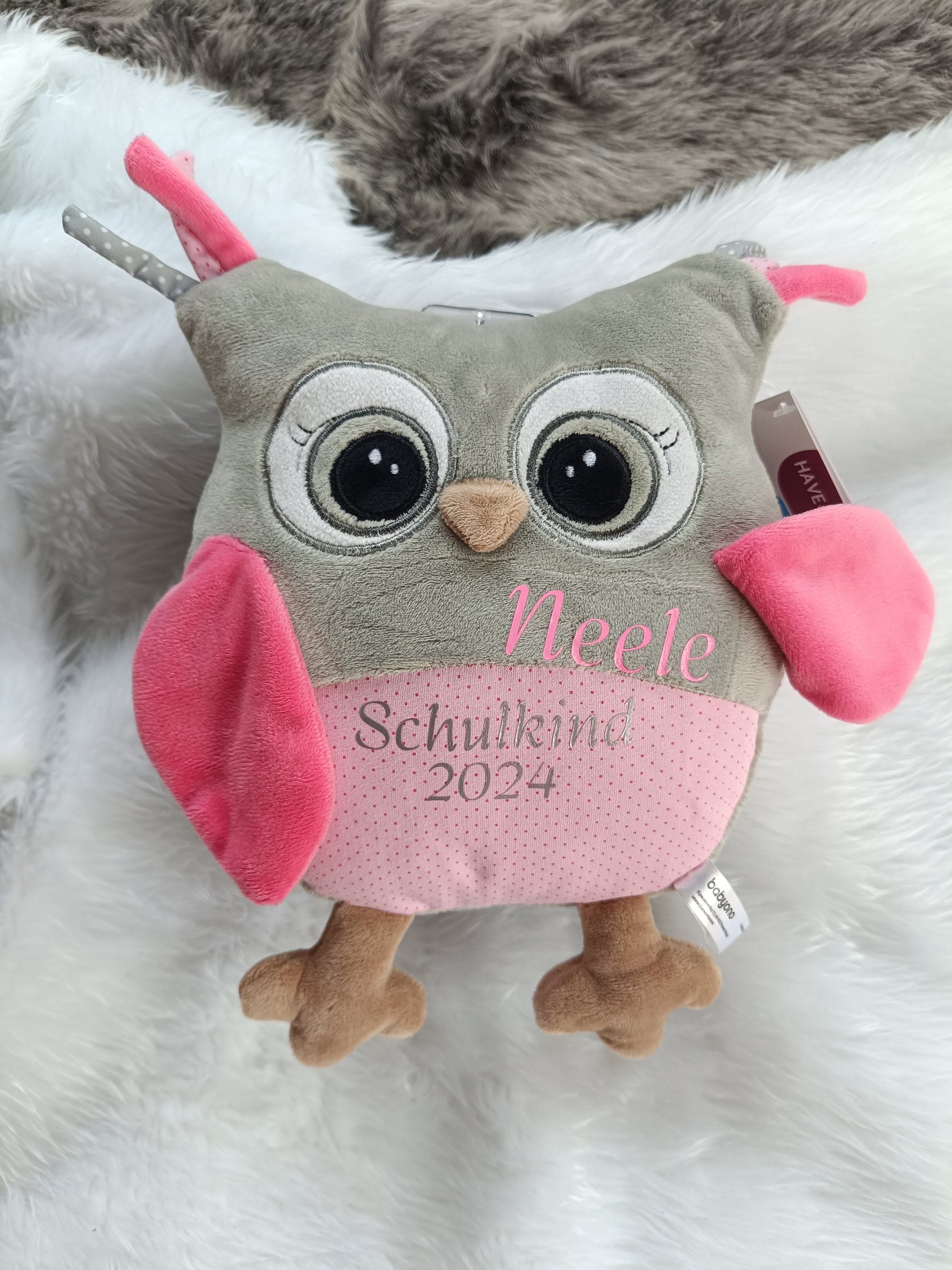 Schulkind, Kuscheltier Baby EULE SOFIA, personalisiert mit Namen