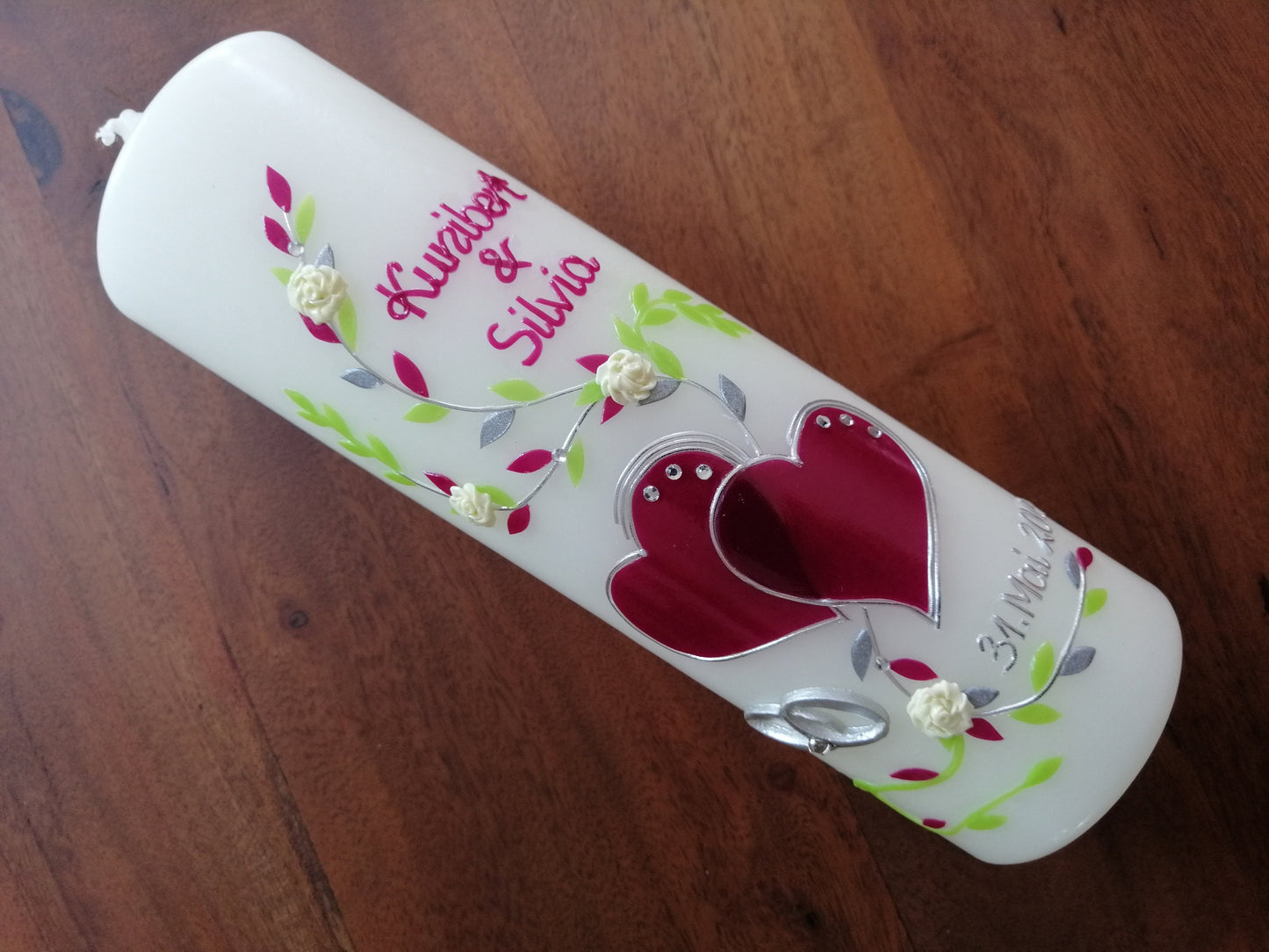 Hochzeitskerze, Hochzeitkerze, Kerze, Hochzeit, Vermählung, Trauung, Verlobung, Standesamt, inkl. Beschriftung, Farbwünsche möglich, bunt