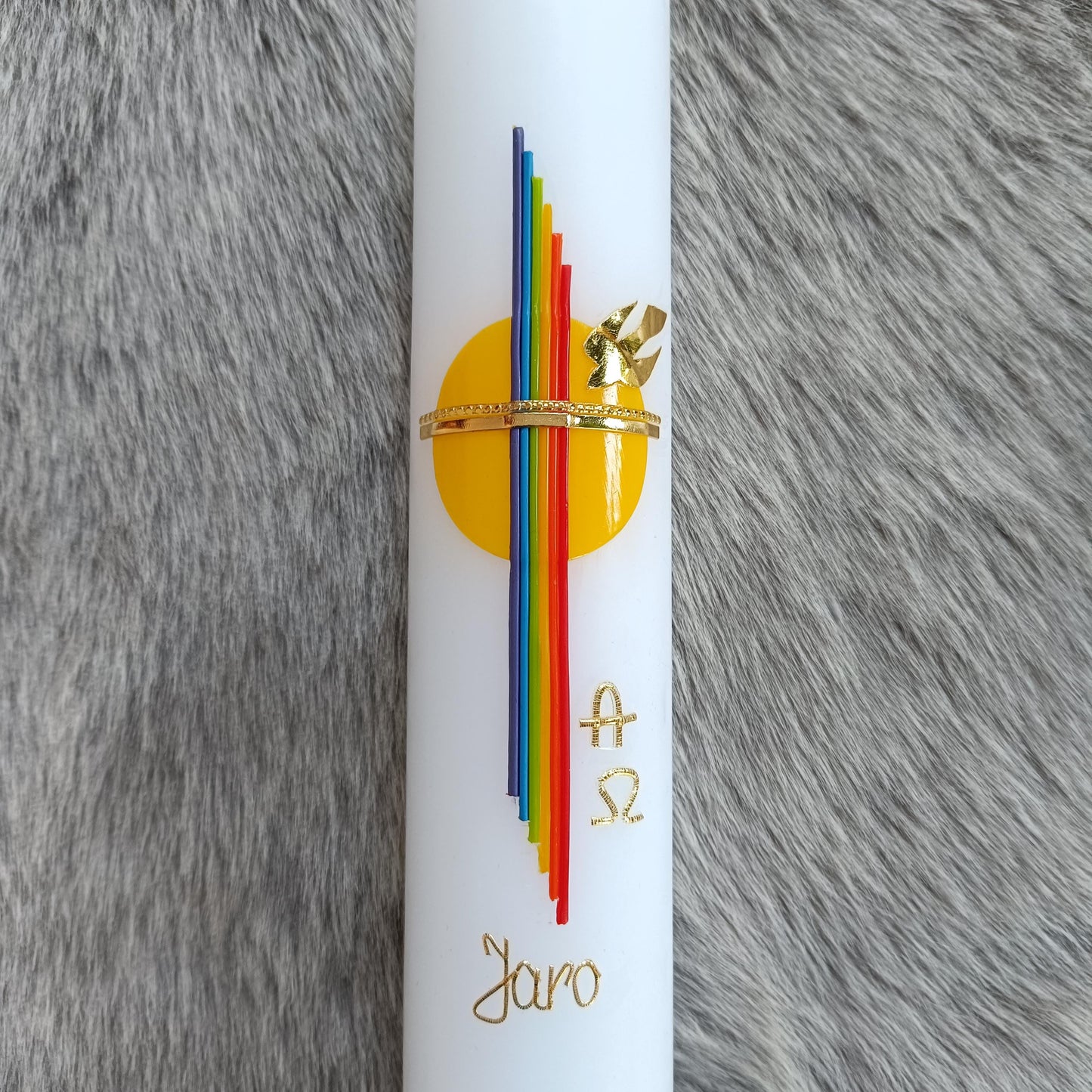 Taufkerze Regenbogen