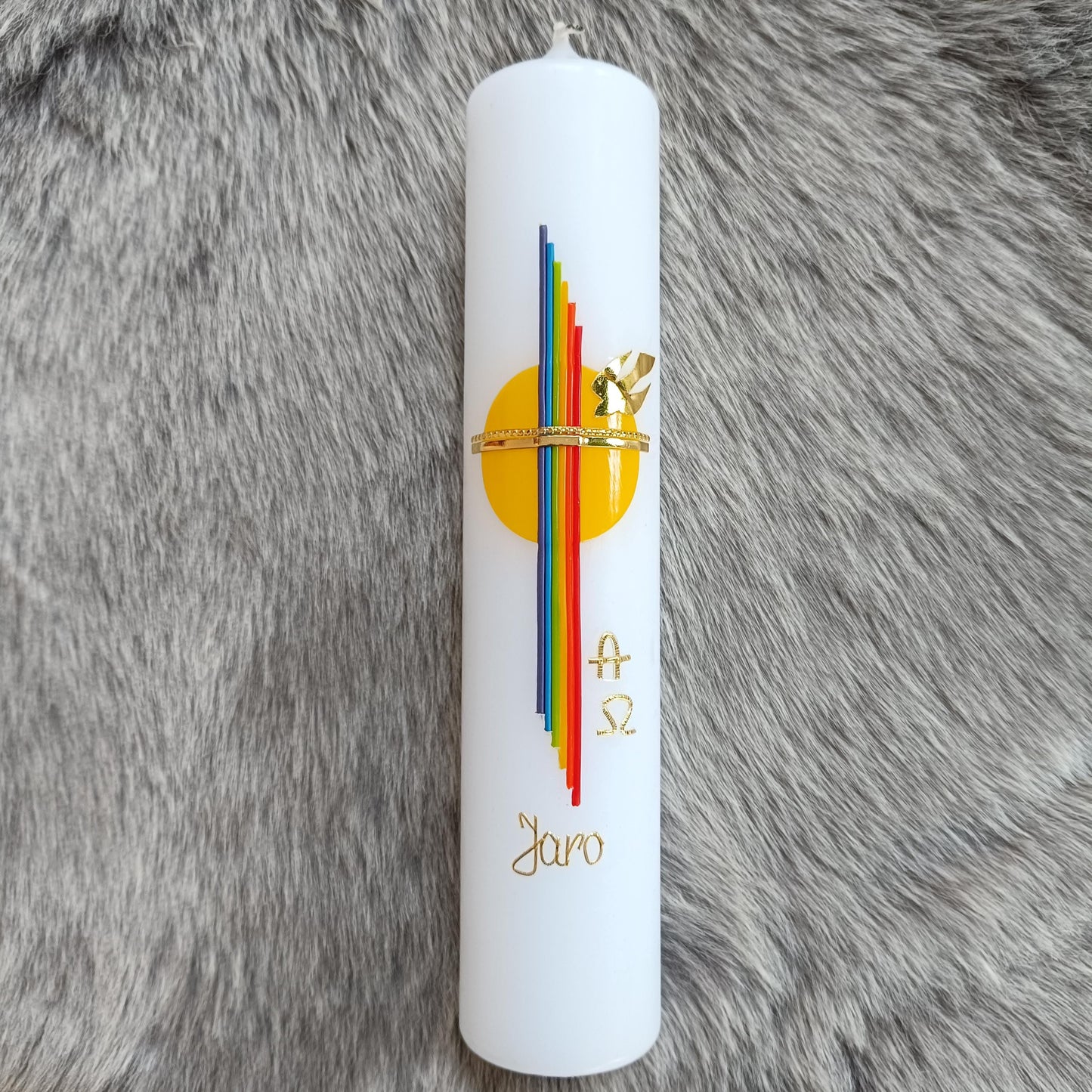 Taufkerze Regenbogen