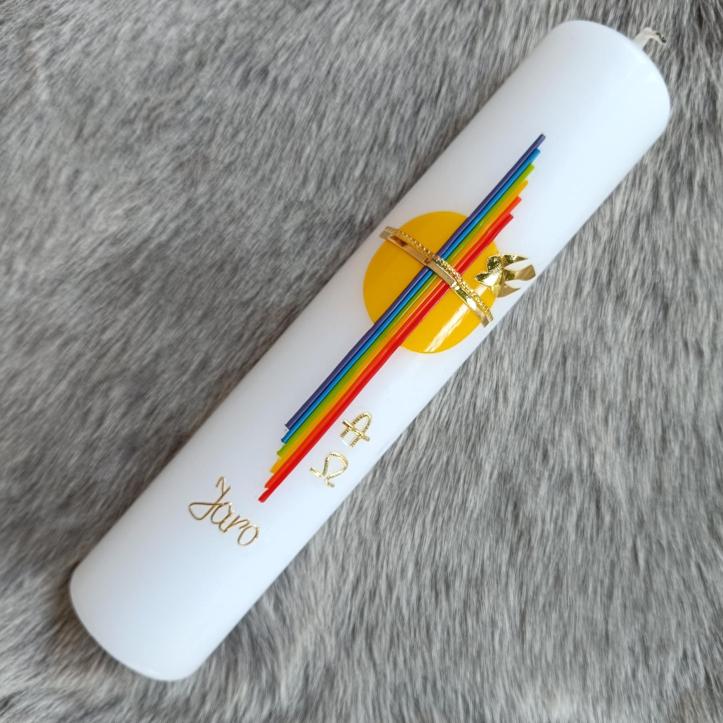 Taufkerze Regenbogen
