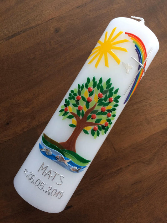 Taufkerze Lebensbaum 30x8 cm