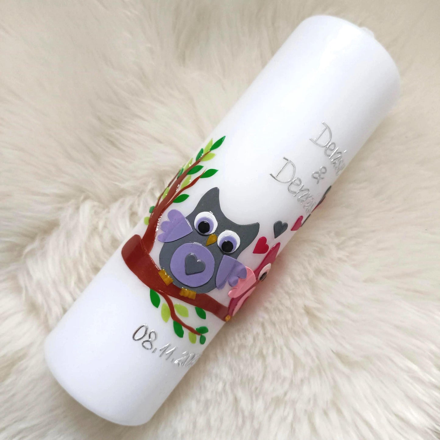 Hochzeitskerze Eulen, inkl. Beschriftung