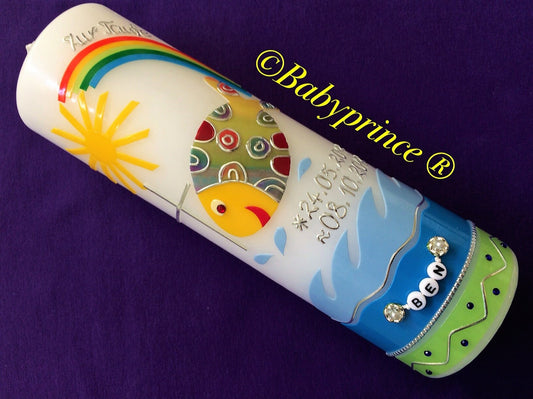 Taufkerze bunter Fisch