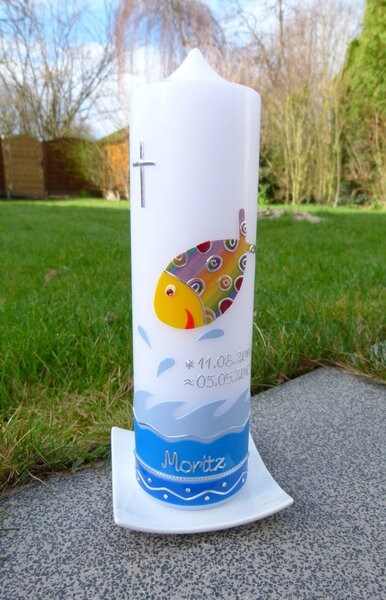 TAUFKERZE bunter Fisch
