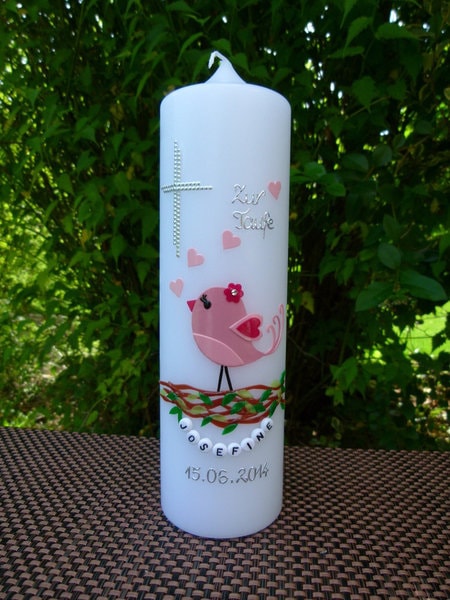 Taufkerze, Vogel, Kreuz, Mädchen, Herzen, Jungen, Farbwünsche möglich, Kommunionkerze, Kommunionskerze