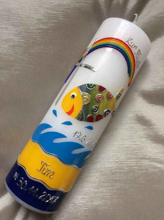 Taufkerze bunter Fisch - Das ORIGINAL