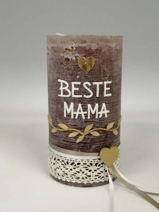 RUSTICA, VINTAGE-Look, SHABBY, Rustikal, Muttertag, Vater, Vatertag, Muttertagskerze, keine Folie, Wachsbeschriftung, Farbwünsche möglich