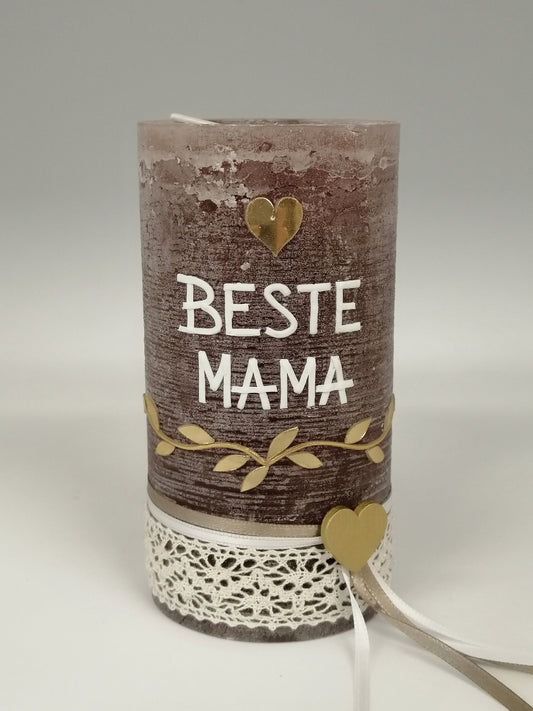 RUSTICA, VINTAGE-Look, SHABBY, Rustikal, Muttertag, Vater, Vatertag, Muttertagskerze, keine Folie, Wachsbeschriftung, Farbwünsche möglich