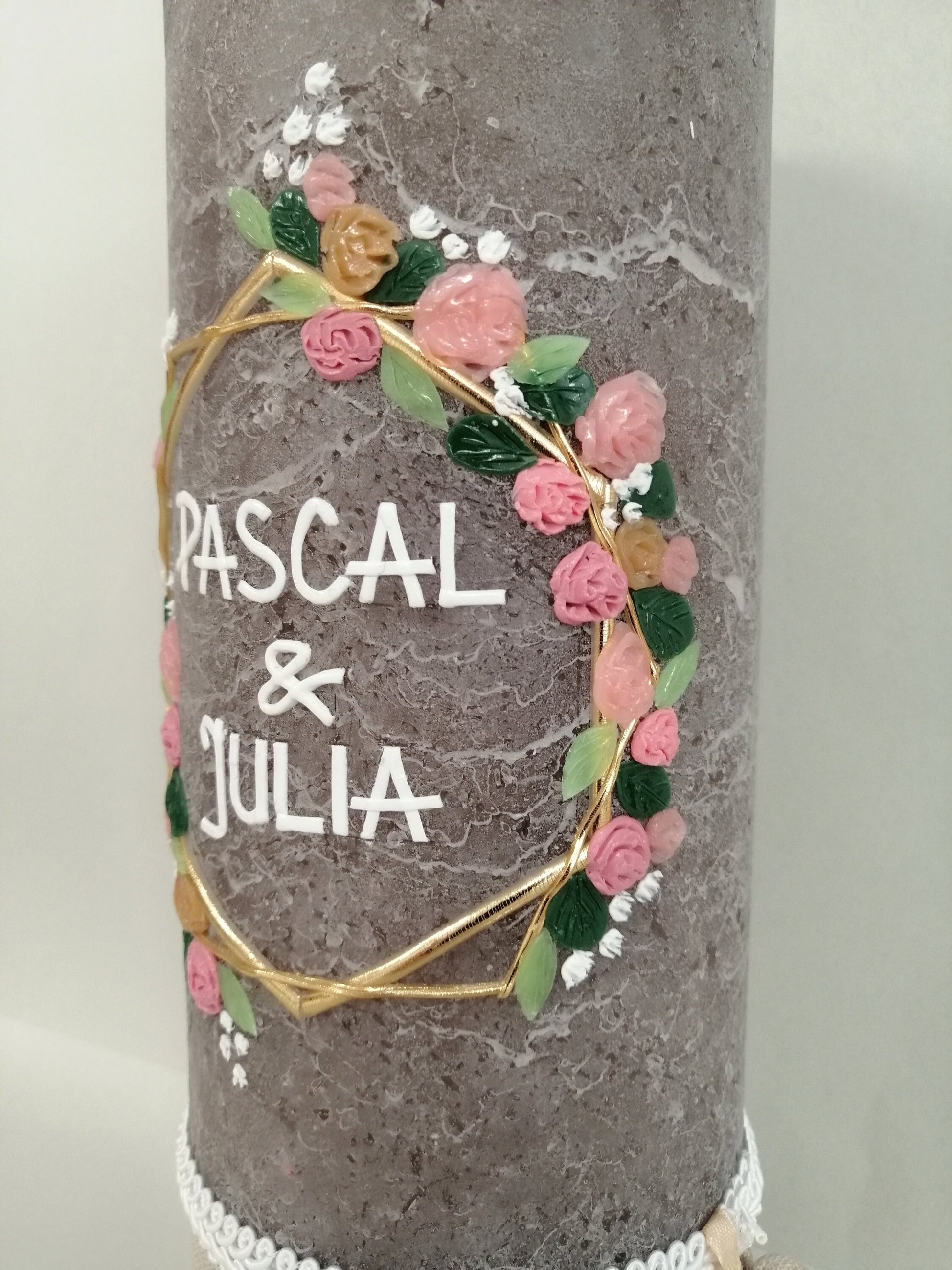 RUSTICA, VINTAGE-Look,Rustikal, Hochzeitkerze, Hochzeitskerze, Brautkerze, Verlobungskerze, goldene Hochzeit, Flora, inkl Wachsbeschriftung