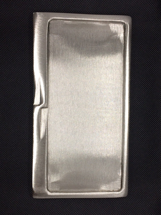 Messingplatte eckig vernickelt matt-silber gebürstet 17x9 cm