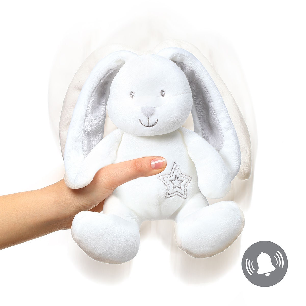 Personalisierter Baby Hase JIMMIE Kuscheltier Spielfigur mit Rassel, Taufhase