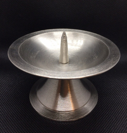 Kerzenständer silber gebürstet Dorn für Kerzen bis 7 cm (5ZB)