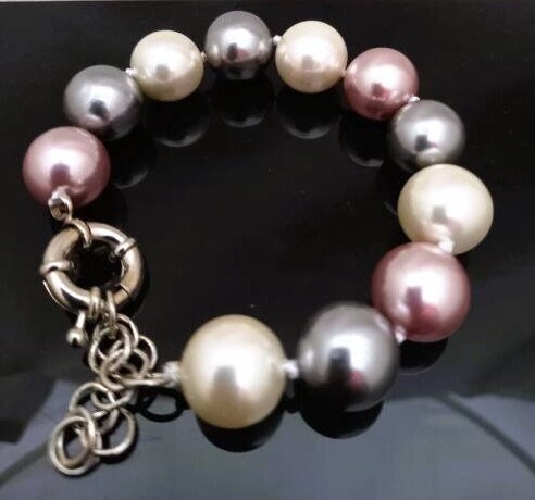 Armband aus Mallorca-Perlen 14mm, SEASHELL Pearl, Geschenk Schmuck, Taufe, Kommunion, Hochzeit